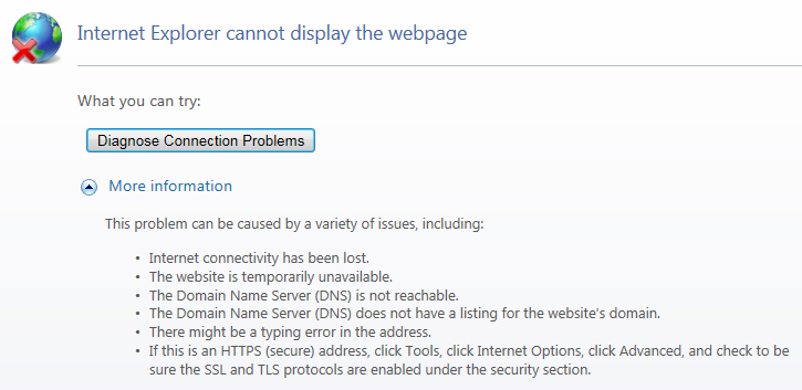 Awful error message from Internet Explorer 9